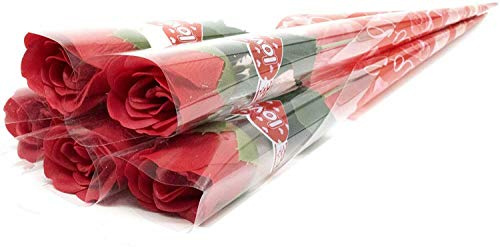 Gizelle Artificial Flower Single Rose Scented Stem Flowers for valentine Wedding Home (Red x 6)