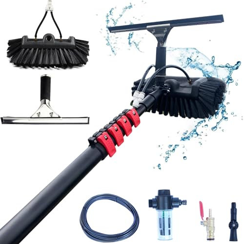 YFSMBD Kit Pulizia Pannelli fotovoltaici Estensibile 3.6-10.8M, Tergivetro, Dosatore di sapone,per Lavaggio Finestre Camion | Scopa per Pannelli fotovoltaici | Spazzola per Pannelli Solari(3.6M)