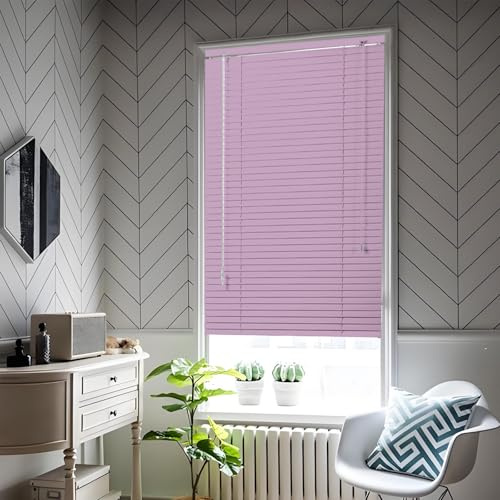 Tende Veneziane in Alluminio, 60cm 70cm 80cm 100cm 115cm 120cm, Veneziane da Interno Tende Veneziane in Alluminio Lamelle da 25mm Privacy Protezione Solare Persiane per Casa Ufficio(Rosa)