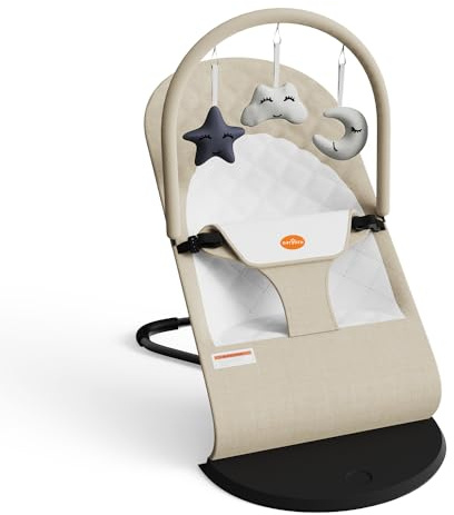 Gryvoth Portable Baby Bouncer Seat for Infants, 0-18 Months, 3 Modes of Use with Rocker & Stationary Options, Ergonomic Infant Chair with Hanging Toys, The Gift List New Parents Actually Want-Oatmeal