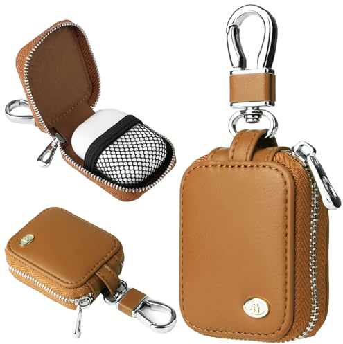 Fofvccv Reißverschluss Kopfhörer Tasche mit Metallschnalle - EJB Brown | Tragbare In-Ear Ohrhörer Tragetasche Kompatibel mit AirPods 4 1 2 3 Pro Aufbewahrungstasche für Kabellose Kopfhörer