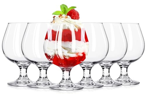 Haayymo Sundae Glasses Set of 6, Short Stemmed Ice Cream Dessert Glasses, Milkshake Soda Fountain Glass Dessert Cups with Footed Base, Ice Cream Bowls, Dishwasher Safe Glassware (L3705)