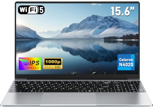 NAIKLULU 15.6 Inch Laptop Pc with N4020 Processor(1.2 to 2.8 Ghz), 8GB RAM 256GB SSD Cheap Laptop Computer 2025, FHD 1920 x 1080 Display/5000 MAh/38Wh/TF Card/Webcam/Touchpad, Student/Home