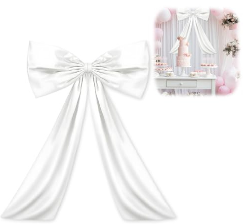 Chingcoo Große Satinschleife,Geschenkschleife Groß, Exquisit Schleife Deko, Satinschleifen Grosse für Partydekoration, Wanddekoration, Hochzeit, Heimdekoration (Weiß)