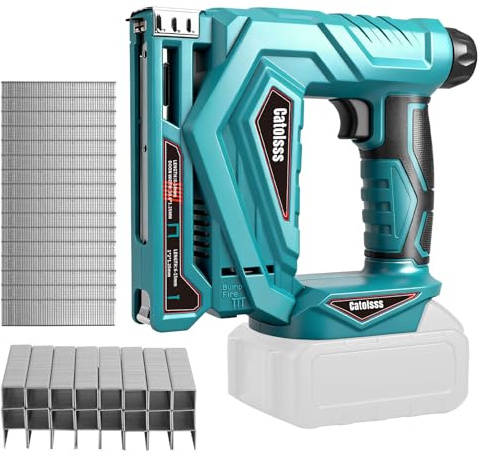 Catolsss Akku Tacker Nagelpistole Kompatibel mit Makita 18V Lithium, 100W Tackerpistole mit 1000 Gerade Nägel und 1000 U-förmige Nägel für Polsterei, Holzbearbeitung Projekte (ohne Akku)