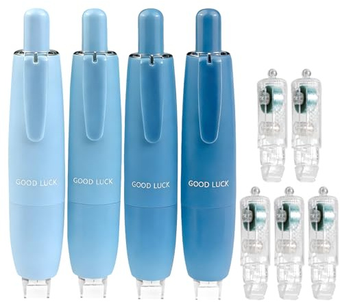 zhongko 9Pcs Double Sided Tape Pens with Replaceable Cartridges, Press Double Sided Glue Pen, Strong Adhesive Glue Tapes Roller for Crafting Cards Photo Album Journal (Blue)