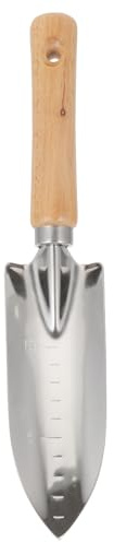 TOBBOMEY Pelle de Jardinage en Acier Inoxydable Manche en Bois Truelle à Main Miroir Échelle Intégrée pour Transplantation de Fleurs Outil de Jardinage Pratique pour Désherbage et