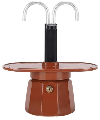 Zkydhbd Doppio tubo di alluminio Moka Pot per condividere il caffè con un amico Food Grade 2 Cup Stovetop Espresso Maker Coffee Kettle Alluminio Moka Pots