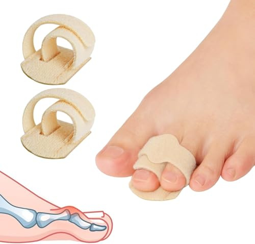 RIXJOR Hammerzehen Korrektur Schiene - 2er Set Zehenglätter & Bandage für Damen & Herren - Weiche Zehenspreizer zur Entlastung bei Hammerzehe, gebrochenen Zehen & überlappenden Zehen - Beige