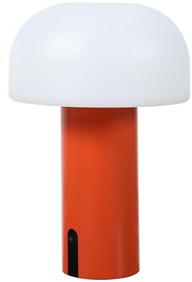 LUUK Studio LED Design Tischlampe, stilvolle Pilzlampe für Innen & Außen, kabellos & portabel, wiederaufladbar Akku, dimmbar per Touch, IP44 wasserfest, moderne Deko Leuchte, Orange