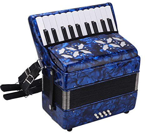Alomejor Acordeón de 22 Teclas y 8 Bajos, Instrumento Musical Afinado Profesionalmente para un Sonido Puro, Material ABS Arce con Correas Ajustables para Estudiantes principiantes. (BLUE)