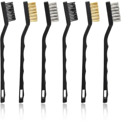 Lot de 6 Brosses Métalliques à Main, Petite Brosse de Nettoyage en Laiton, Acier Inoxydable et Nylon pour Enlever la Rouille, la Peinture et la Graisse, Idéal pour Cuisine, Atelier et Bricolage