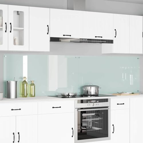 LoogCape köksvägg 2 stycken vita 120 x 60 cm härdat glas värmebeständigt diskmaskinssäkert för moderna kök, skydd mot stänk och värmeskador, enkel montering och skötsel