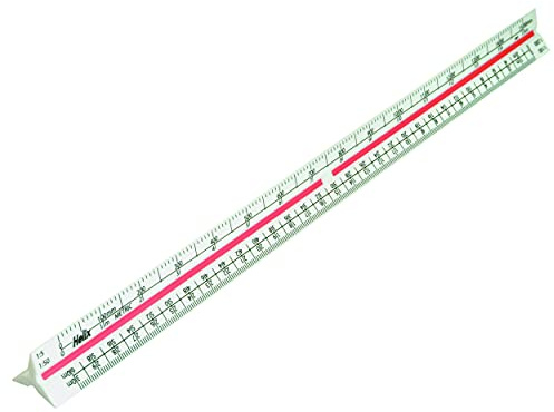 Helix 300mm Metric Triangular Scale Ruler, Red