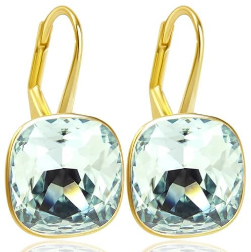 Ohrringe Kristallen 925 Silber Gold Light Azore Blau Silberohrringe vergoldet NOBEL SCHMUCK