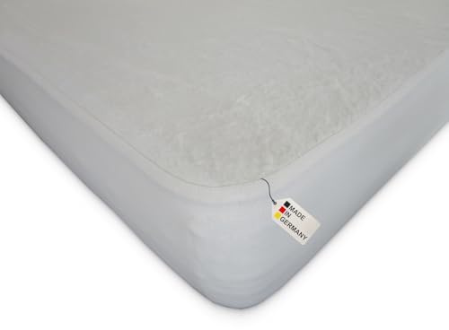 Dukal | Molton-Spannauflage | 120 x 220 cm | aufzuziehen wie EIN Spannbettlaken (für den perfekten Halt) | aus hochwertigem Kalmuck-Molton | 100% Baumwolle | Gewicht ca. 440g/m² | Made In Germany