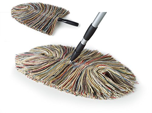 sladust lana seco fregona y plumero – Juego de multiusos Kit de polvo para incluye (1) grande de lana Mop seco (1) Flexible y extensible de lana (1) Metal mango telescópico se extiende 34 a 59