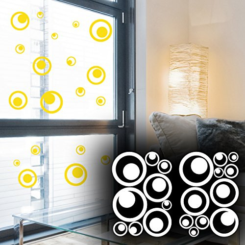 Wandkings Protección contra Aves y protección para Las Ventanas, 20 Pegatinas de círculos Retro, protección contra colisiones con Aves, Amarillo