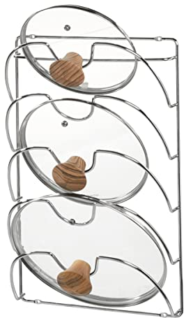 iDesign 48580EU Classico Topf- und Deckelhalter, 27.9 x 10.2 x 42.6 cm, chromfarben, steel, 6 Slot Organizer