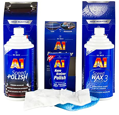 Dr. Wack A1 Speed Polish 500 ml & Speed Wax Plus 3 500 ml & Nano Kratzer Polish