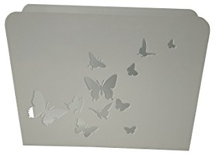 King Collection PORTARIVISTE Butterflies, Metall Zeitungsständer, Weiß, Bianco, 30x8x23 cm
