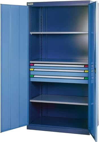 Schwerlastschrank H1950xB1100xT620mm anthrazitgrau/taubenblau NCS 3 Fachböden 1 x 75, 2 x 100 mm