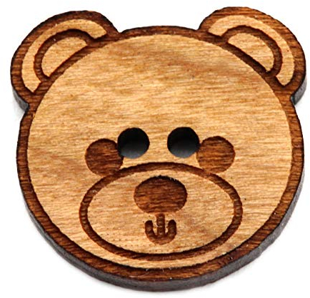 NaturSchatulle Holzknöpfe Motiv Teddy | 5 Stück Kirsche 2 Loch Knöpfe Holz DIY Basteln Nähen Schmuckherstellung Annähen Kinderknöpfe