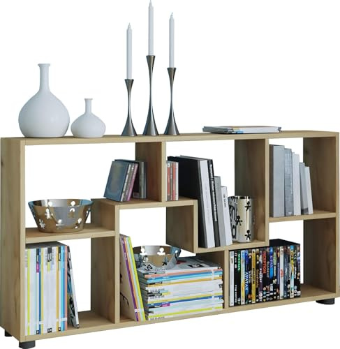 VCM Kommode 117x20x62 cm 6 Fächer Regal Holzwerkstoff Anrichte Design | Ablage und Stauraum in einem - Für Wohn- und Schlafzimmer - für Ordnungsliebhaber - Holzwerkstoff, stabile Metallgriffe