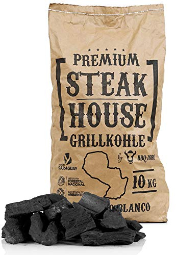 BBQ-Toro Premium Steak House Grillkohle | 10 kg | Querbracho Blanco Kohle | Holzkohle in Restaurant Qualität | Steakhousekohle