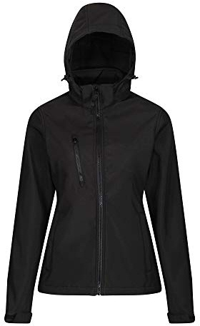 Regatta Professional Womens Venturer 3-layer Printable Hooded Softshell Jacket, Black(black), 16 EU