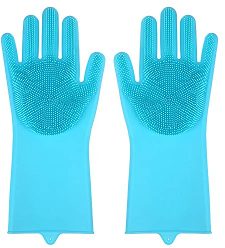 sandbank Silicone Dishwashing Gloves with Scrubber, Reusable Magic Cleaning Gloves for Wash Dish, Kitchen, Bathroom