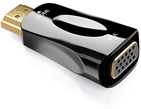deleyCON Adattatore HDMI a VGA (per VGA-Monitor/Proiettore) da computer/laptop/notebook a monitor/proiettore/proiettore (unidirezionale)