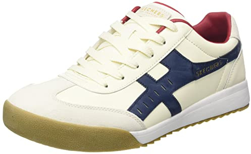 Skechers 237350 Blk, Tenis para Hombre, Piel Blanca, Ribete Rojo y Azul, 43 EU