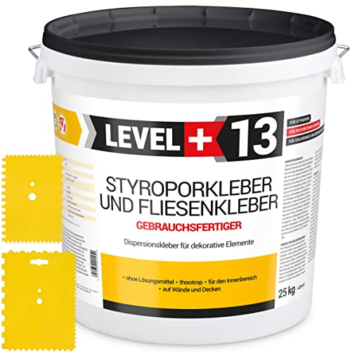 Styroporkleber 25kg + 2St. Zahnspachtel Kunstoff, Korkkleber Renoviervlies Dispersionkleber Flisenkleber Montagekleber SET RM13 TR