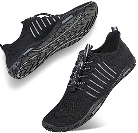 WateLves Badeschuhe Herren Damen Barfußschuhe Wasserschuhe Schwimmschuhe Strandschuhe für Surfen,Tauchen,Bootfahren,Gymnastik Fitness (Schwarz, 43EU)