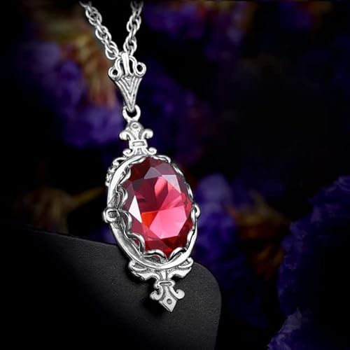 DJMJHG Trendy Amethyst Halskette Anhänger für Frauen Echt Sterling Silber Edelstein Anhänger Antik Silber Schmuck