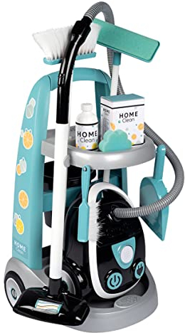 Smoby - Reinigungswagen + elektronischer Staubsauger mit Sauggeräusch - 9 Zubehör - Batterien inklusive - ab 3 Jahren