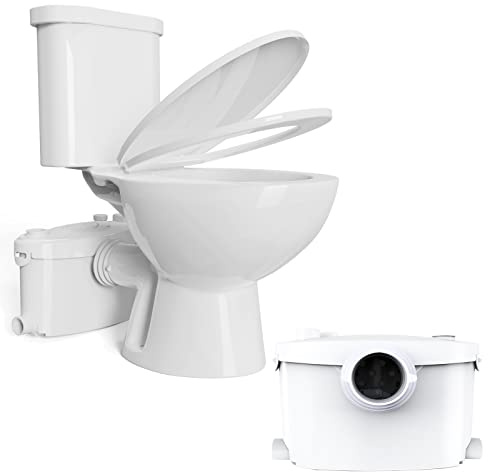 Upflush Toilet for Basement - Macerating Toilet with 600W Macerator Pump, Macerating Toilet System with AC Vent, Macerator Pump System with 4 Water Inltes, for Basement, Sink, Bathroom, Laundry