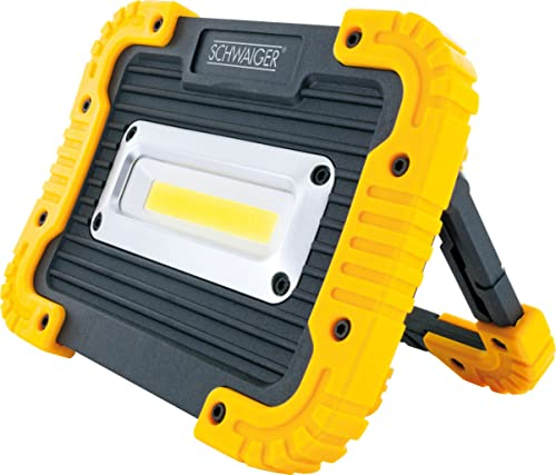 SCHWAIGER WLED90 513 Construction Site Spotlight Workshop Light Work Light COB LED 20W 1000LM IP44 Robust Shock Protection Stand 120° Beam Angle Battery