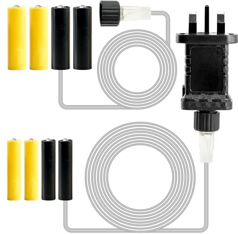 GEEZY Universal Battery to Mains Adapter with 3m Cable - AA & AAA Battery Eliminator Kit, Replaces 2x or 3x Cells - Power Supply Converter for Electronic Devices, Christmas LED Lights & Clocks