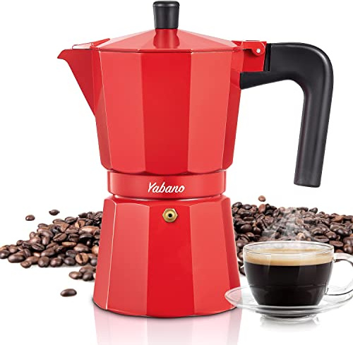 Yabano Cafetière à expresso pour poêle, 9 tasses, cafetière italienne pour cuisinière à gaz ou électrique en céramique, cafetière italienne pour cappuccino ou latte