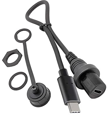 Bolwins G57S USB-C Panel Flush Mount Kabel – USB 3.1 Typ C auf USB 3.0 Buchse Verlängerungskabel für Auto, Boot, Motorrad, LKW – 30 cm Kabellänge für eleganten Einbau