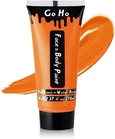 Go Ho Orange Face Body Paint(2.37oz,70ml), Cream Water Based Face Paint,Orange Makeup Face Painting for SFX Cosplay Costumes Festivals Halloween Makeup