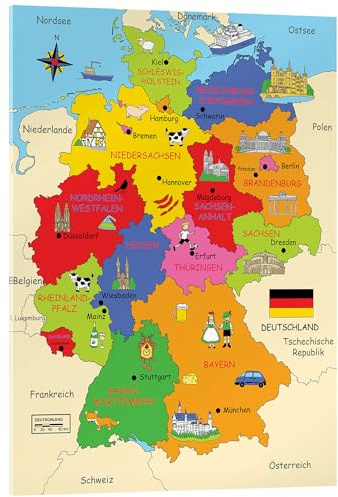 Posterlounge Bundesländer für Kinder Acrylglasbild | 50 x 70 cm von Fluffy Feelings Wandbilder Wanddeko