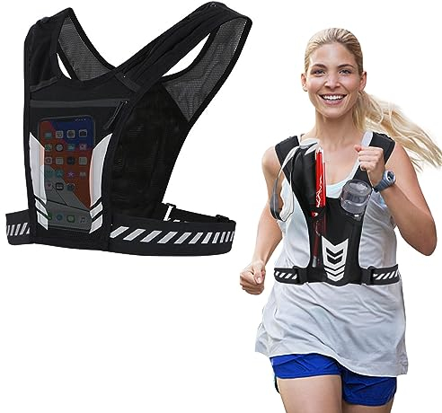 Laufweste Telefonhalter, Brust-Telefonhalter, reflektierende Laufweste, Laufweste für Laufen, Fitnessstudio, Radfahren, Männer & Frauen