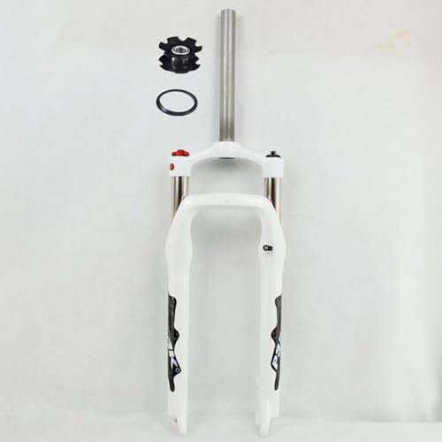 26 Zoll Mountain Front Gabel Moutain Fat Fahrradgabel Federgabeln 1-1/8'' Gerades Schnee Radfahren Luftstoßdämpfer Federgabel Schnellspanner QR 9 * 135 Federweg 125mm (Color : White, Size : 26inch)
