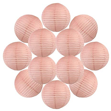 12 x Papierlaterne, 30 cm, Pfirsich, zum Aufhängen, Kugel, Papier, 30 cm, Typ Japanische Laterne, für Hochzeitsdekoration, 12 Stück – Le Must de la range de Lampions Papier – Anleitung in
