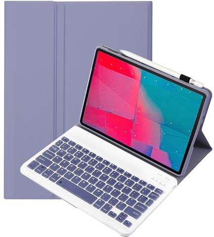 leleyo Funda Teclado para Tablet Lenovo Tab M10 Plus de 10,3 Pulgadas FHD (TB-X606F/TB-X606X) / K10 (TB-X6C6) Cover Inteligente con Teclado Bluetooth inalámbrico extraíble magnética QWERTY (Púrpura)