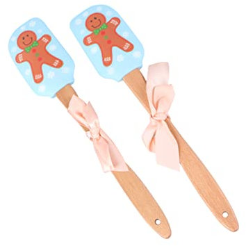 TOPBATHY 2stücke Weihnachtlicher Silikon-spatel Mit Holzgriff Für Festliche Backkreationen Zum Rühren Schaben Und Dekorieren Von Weihnachtsgebäck Gingerbread Man