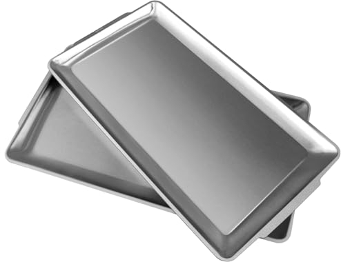 Sanbege Servierplatten, 304 Edelstahl, rechteckig, für Camping, Grillen, Party, Buffet, Vorspeisen, Badezimmerzubehör, gebürstetes Nickel, 2 Stück